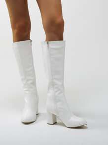 Minimalist Side Zipper Chunky Heeled Classic Boots
   SKU: sx2110127049230918      
          (23... | SHEIN