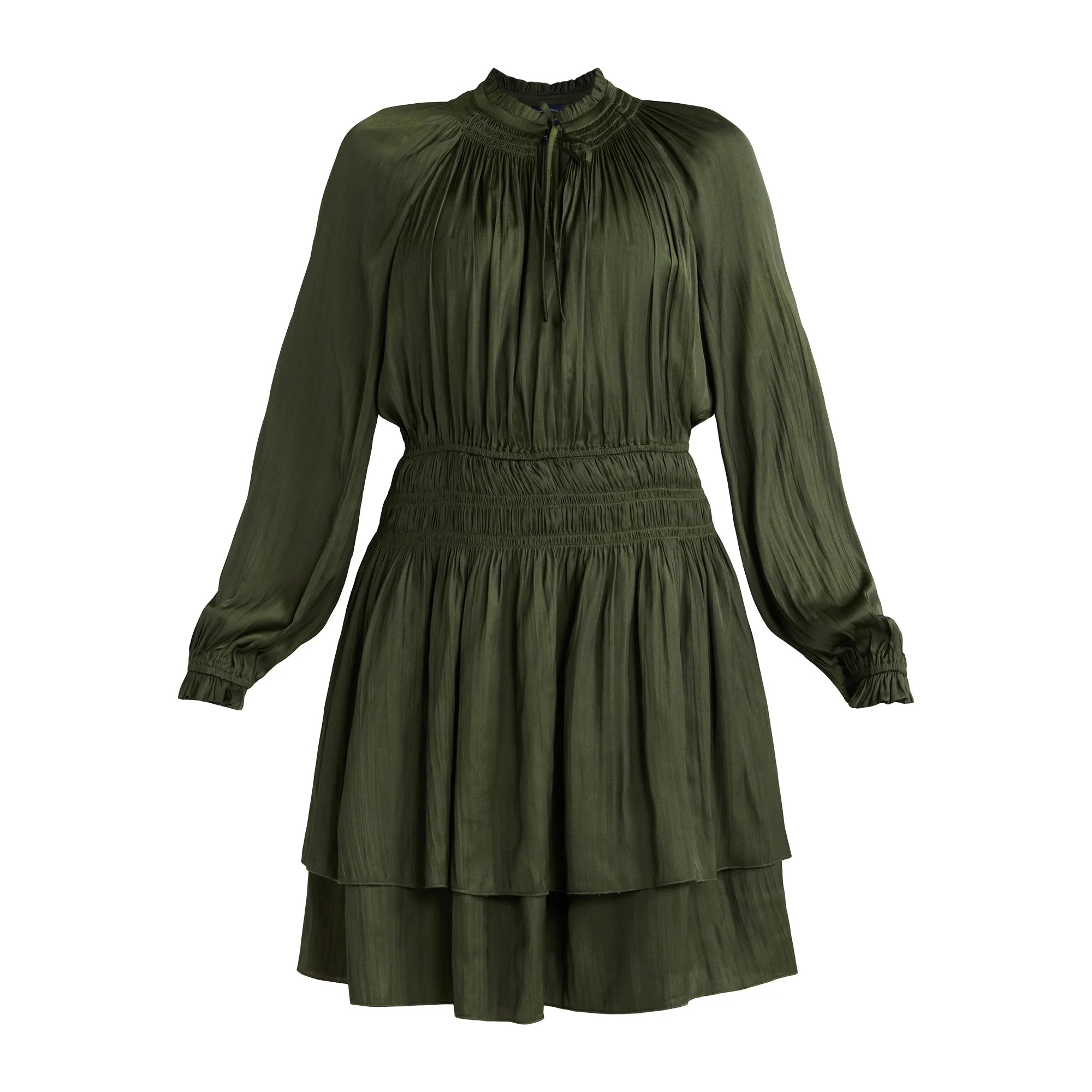 Scoop Women’s Smocked Waist Ruffle Mini Dress with Long Sleeves, Sizes XS-XXL - Walmart.com | Walmart (US)