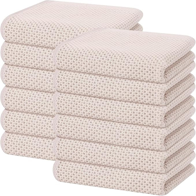 Homaxy 100% Cotton Waffle Weave Kitchen Dish Towels, Ultra Soft Absorbent Quick Drying Cleaning T... | Amazon (US)