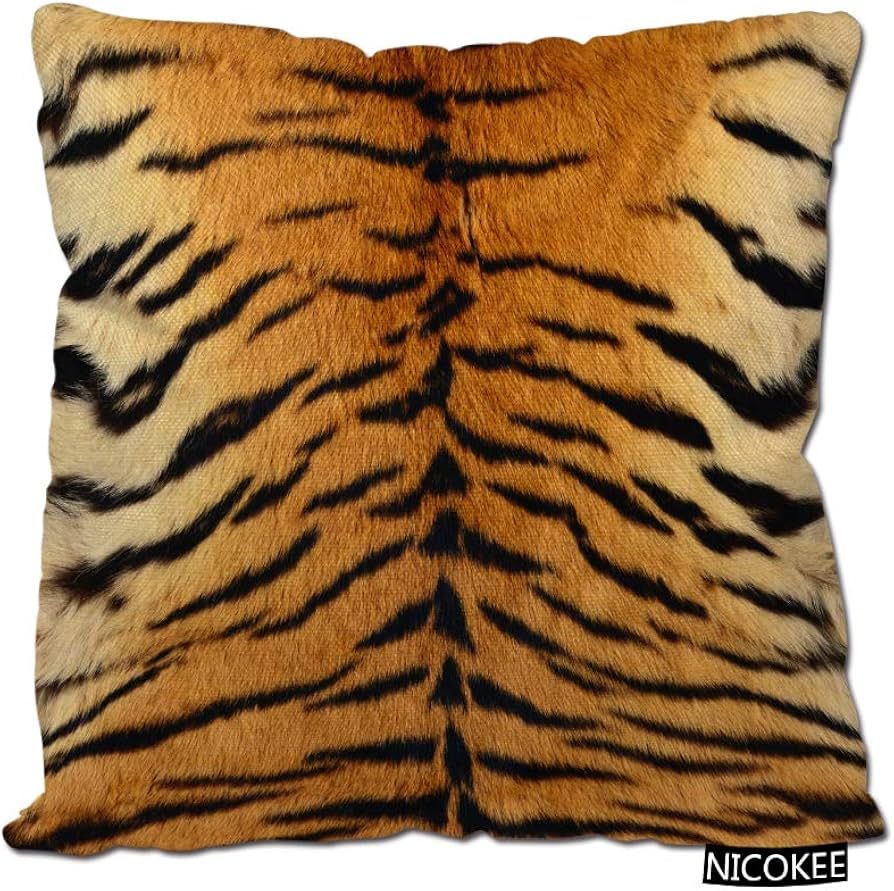 Nicokee Cotton Linen Pillow Covers Animal Tiger Skin Print Throw Pillow Covers Cases for Couch So... | Amazon (US)