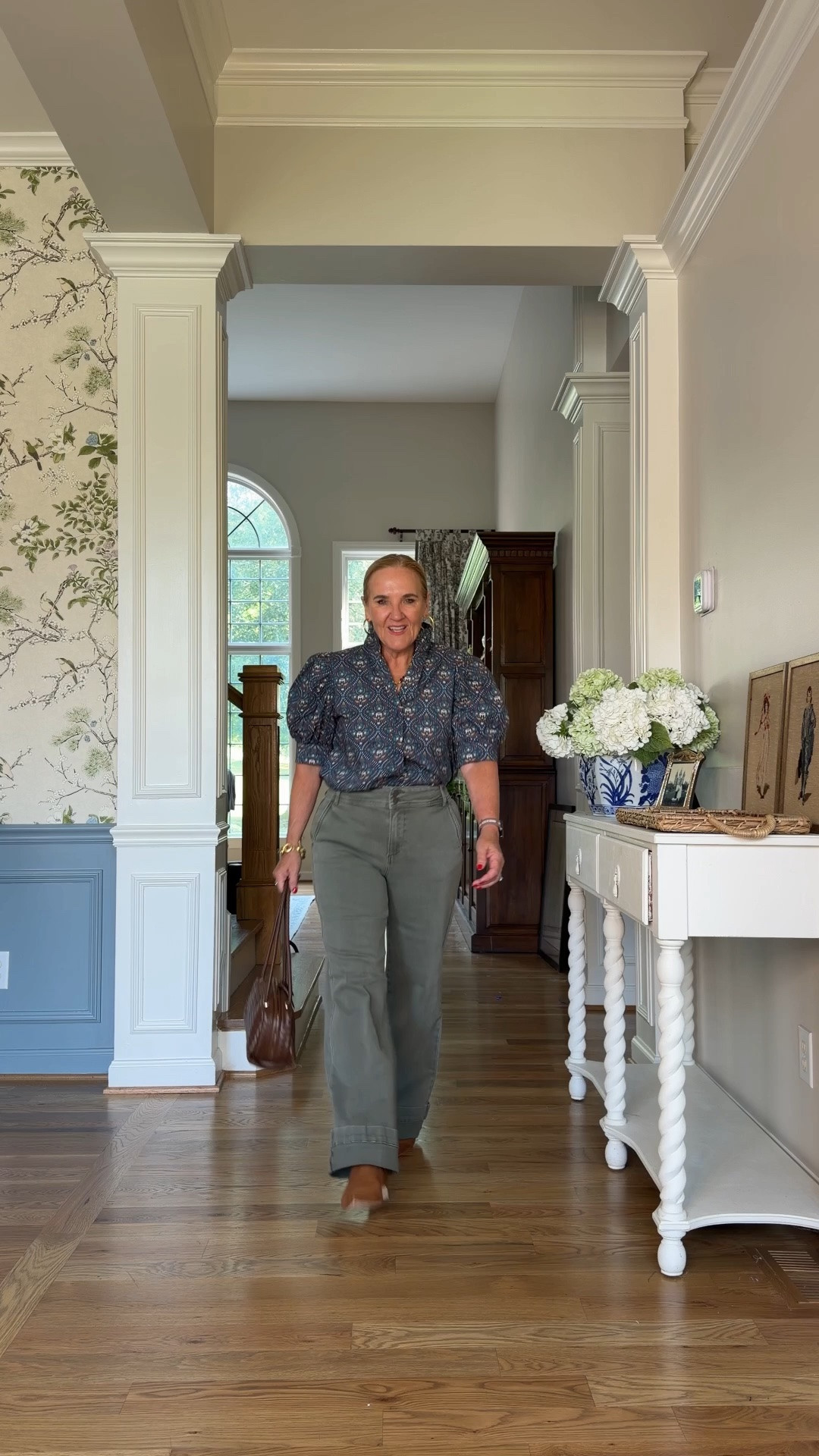 This blouse is beautiful. The fabric is really a lovely polished lightweight cotton. The trouser jeans have nice stretched to them. They do run very long. I did cuff them about 3 to 4 inches.
Use my code NANETTE15  for 15% off your order one time

#LTKOver40  #LTKootd

#LTKSeasonal