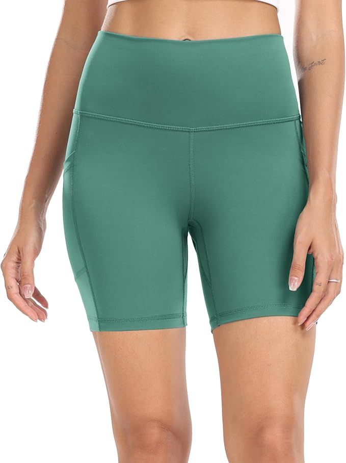 Colorfulkoala Women's High Waisted Biker Shorts with Pockets 6" Inseam Workout & Yoga Tights | Amazon (US)