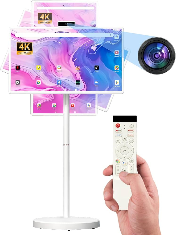 32" FHD Smart Portable TV, Rolling TV on Wheels, Android 15 OS, 6G +128GB Storage, Portable Touch... | Amazon (US)