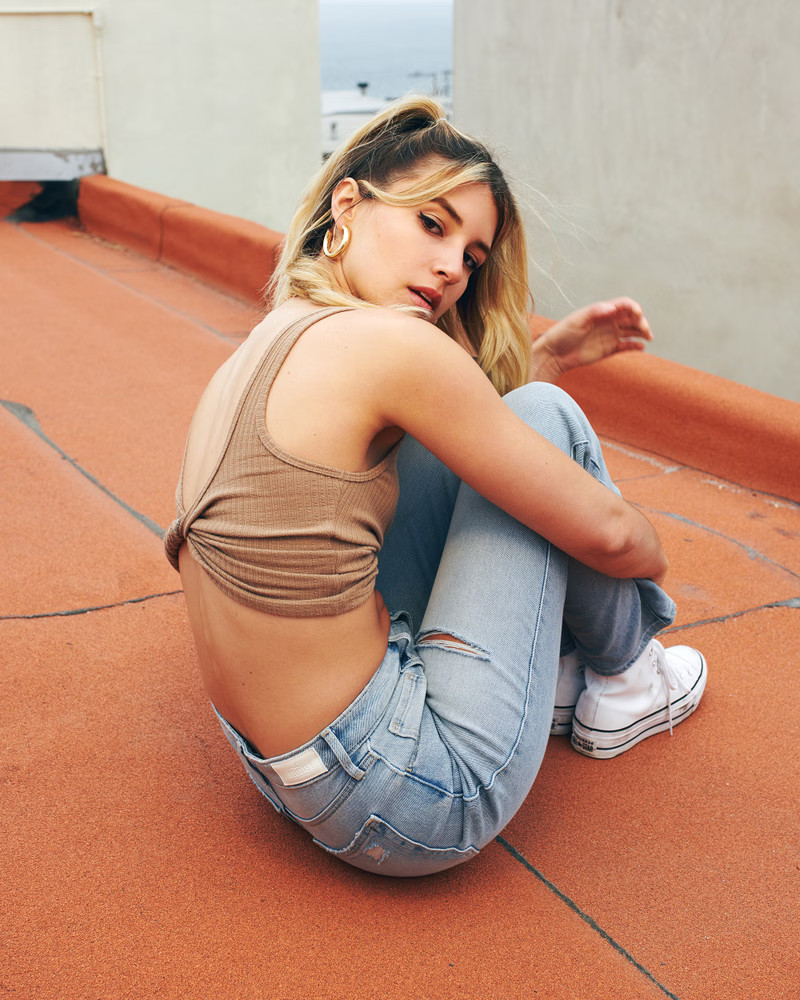 Girls Ultra High-Rise Ripped Medium Wash Stacked Vintage Straight Jeans | Girls Bottoms | Hollist... | Hollister (US)