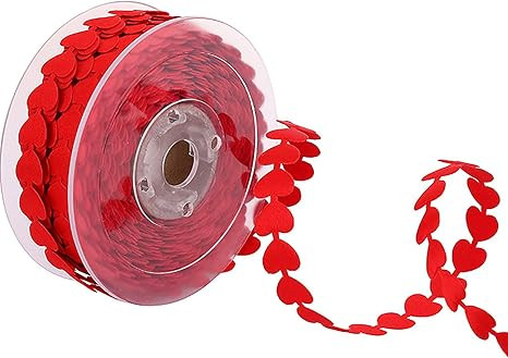 MRSRIBBON 5/8” Love Heart Ribbon for Crafts - 20meters/roll Red/White Embossing Ribbon with Hea... | Amazon (US)
