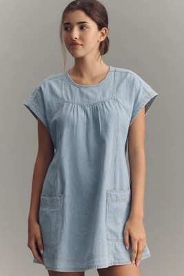Pilcro Square-Neck Swing Mini Dress | Anthropologie (US)
