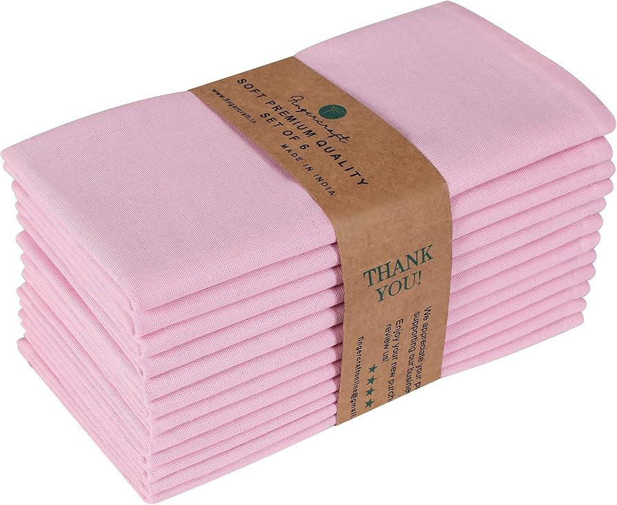 FINGERCRAFT Cloth Dinner Napkins Cotton Linen Fabric Soft Set of 12 Plain Reusable Washable for D... | Amazon (US)