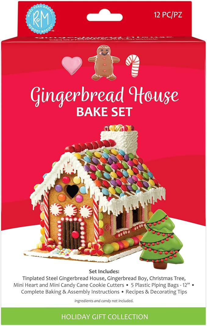R&M Gingerbread House Cookie Cutter Set – 10-Piece Stainless Steel Baking Kit with Recipe & Dir... | Amazon (US)
