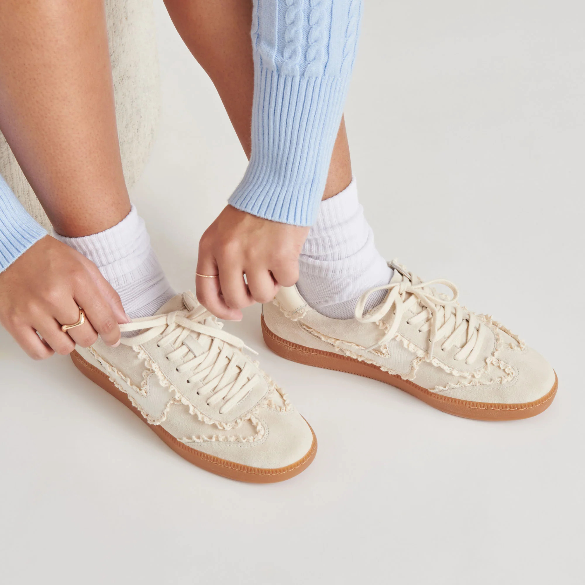 Notice Lace Ivory Suede Sneakers | Dolce Vita | DolceVita.com