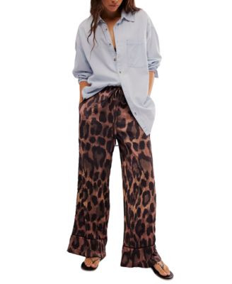 Free People Women's All Out Satin Leopard-Print Pants - Macy's | Macy's