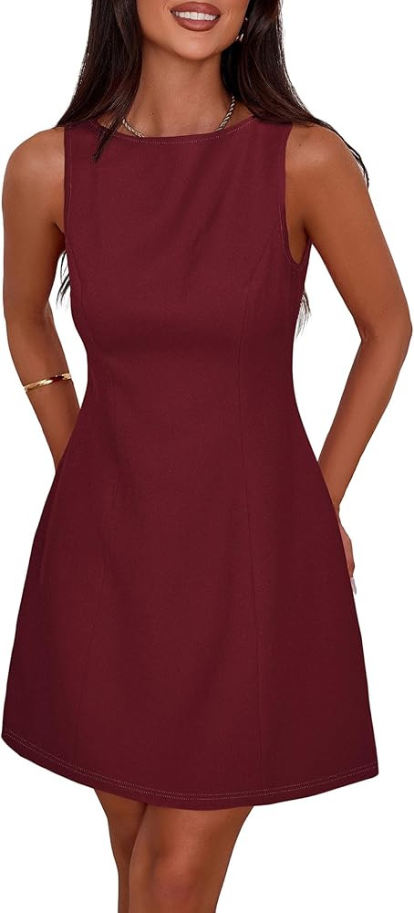 PRETTYGARDEN Womens Formal Short Dresses 2025 Summer Sleeveless Boat Neck A Line Elegant Mini Coc... | Amazon (US)