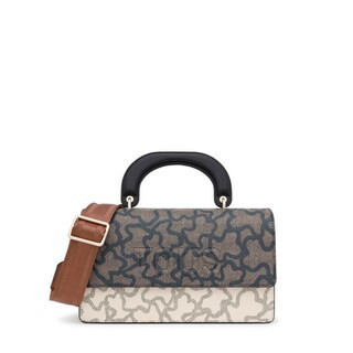 Kaos Icon beige and black medium crossbody bag with flap | TOUS USA