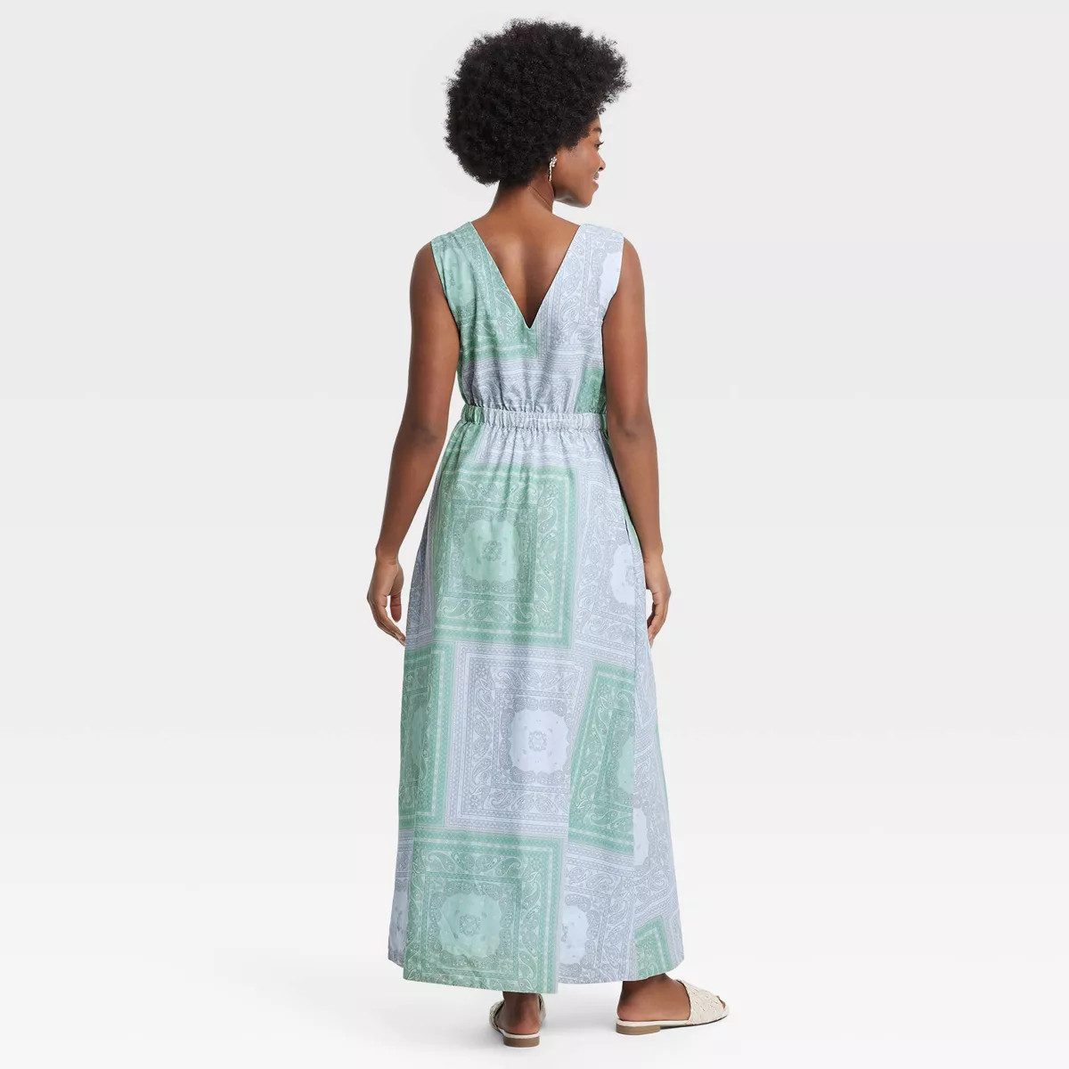 Women's Tie-Front Maxi A-Line Dress - Universal Thread™ Blue Paisley | Target