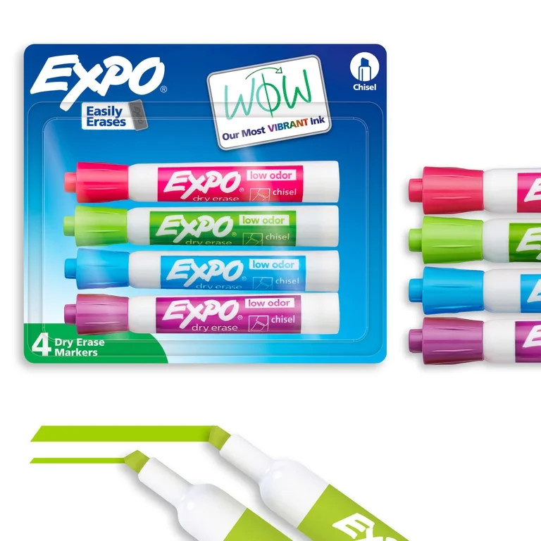 EXPO Dry Erase Markers, Chisel Tip, Assorted Colors, 4 Count | Walmart (US)