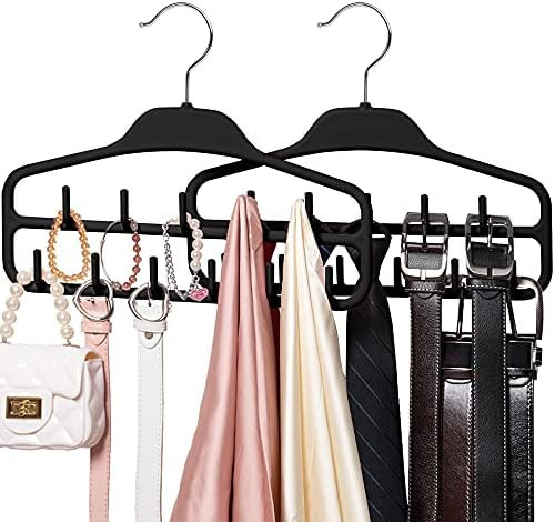 SMARTAKE 2 Pack Belt Hanger Tie Rack for Closet, 11 Sturdy Belt Hooks, 360 Degree Swivel Belt Org... | Amazon (US)