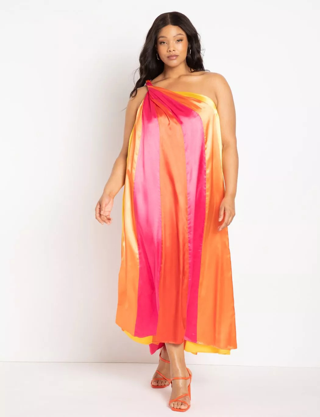 Gabi Fresh Swim x ELOQUII One Shoulder Asymmetrical Coverup Maxi Dress | Eloquii