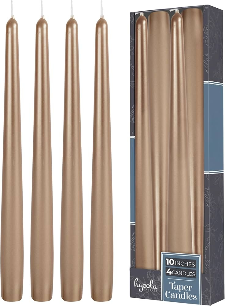 Hyoola Tall Taper Candles - 10 Inch Metallic Antique Gold Unscented Dripless Taper Candles - 8 Ho... | Amazon (US)