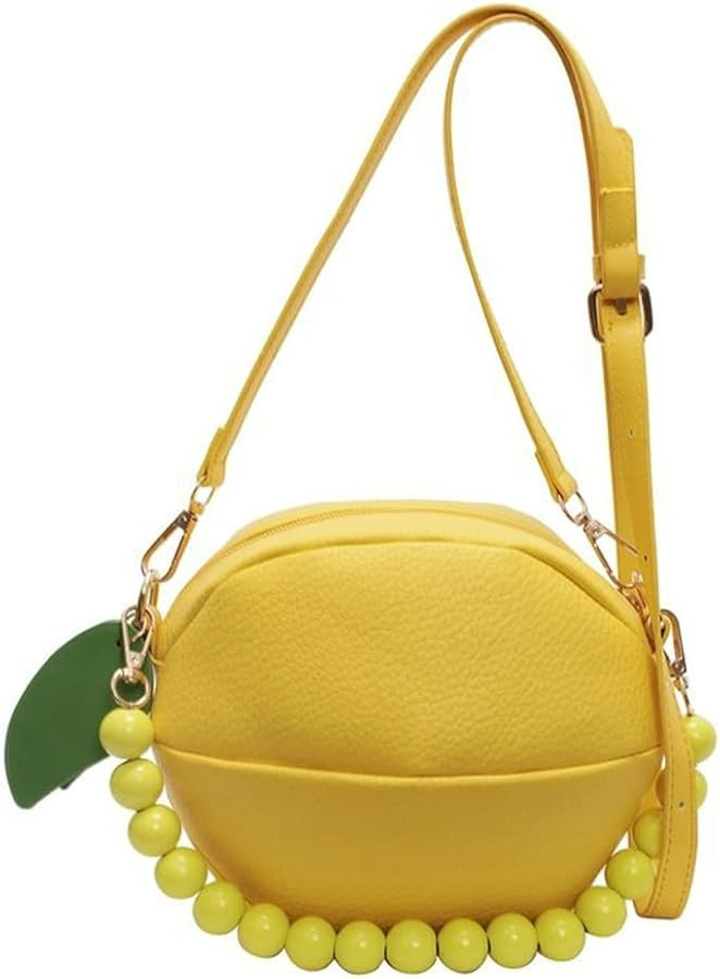 Lemon Peach Fruit Shaped Round Cute Crossbody Bags for Women Pu Leather Satchel Clutch Purse Nove... | Amazon (US)