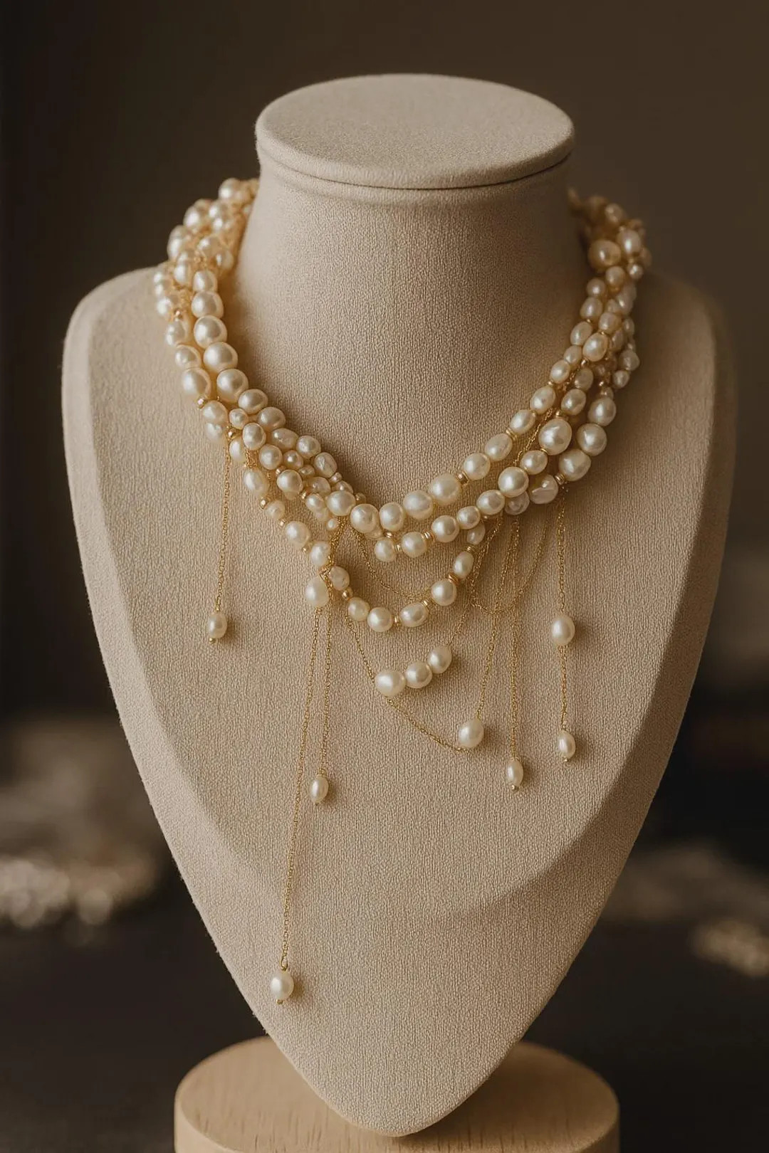 Multi Strand Pearl Choker, Gold Chains, Bridal Jewelry - Etsy | Etsy (US)