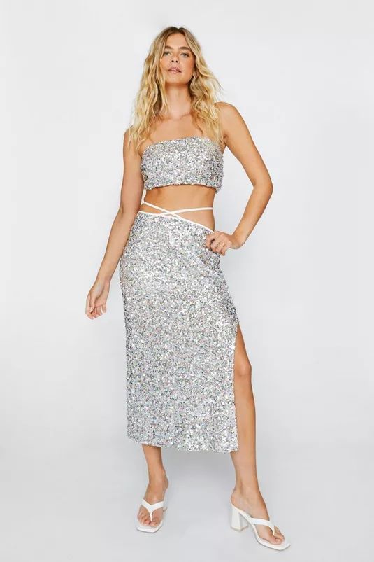 Sequin Bandeau Crop Top And Midi Skirt | NastyGal (UK, IE)