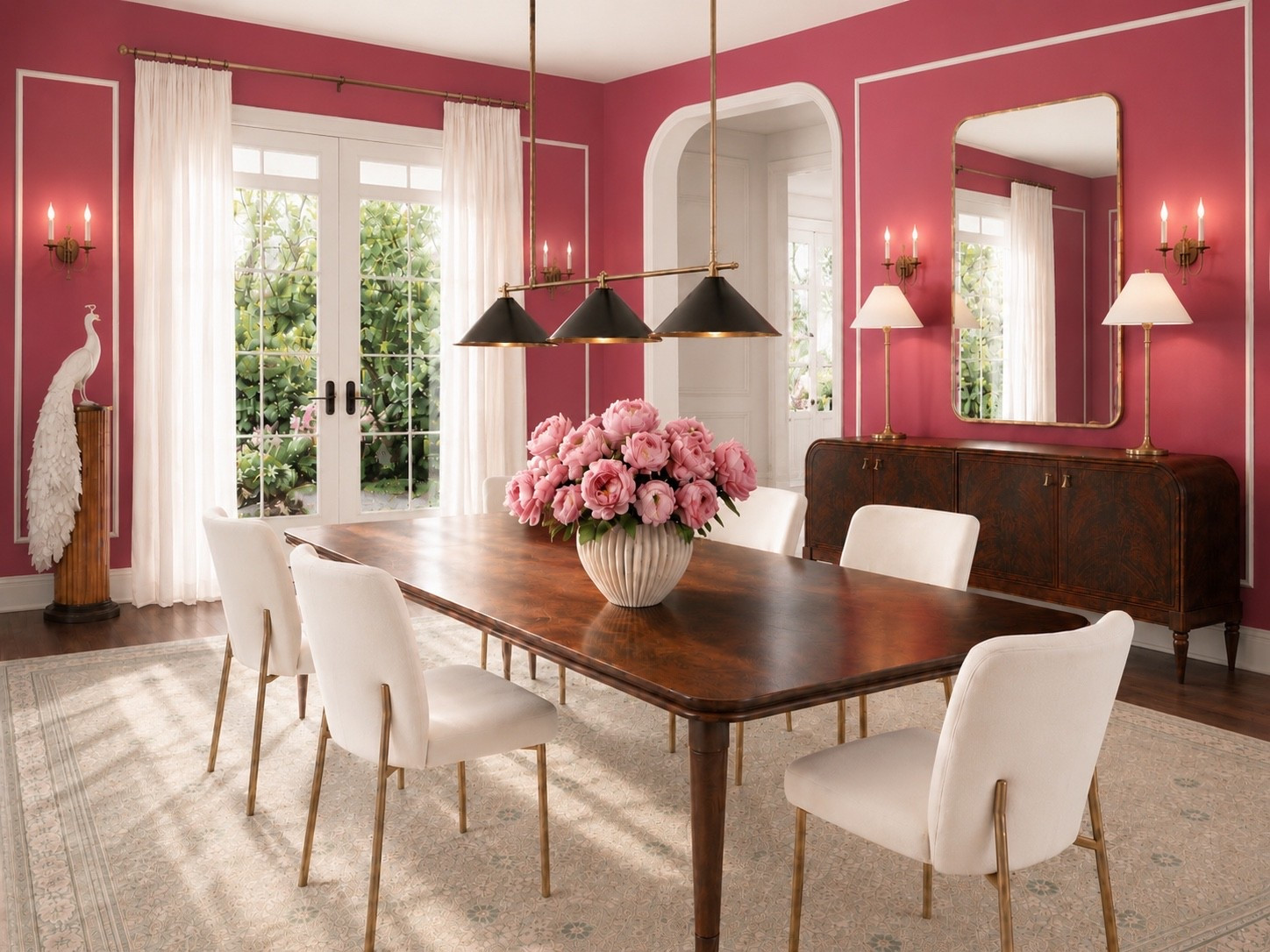 ’m not ready to rush summer away—and this dining room isn’t either. Farrow & Ball’s Lake Red is an adventurous cool red that shifts between red and pink, giving the room a feeling that is both happy and full of life. 

It feels rich and romantic without becoming heavy, bringing a calm confidence to these long summer days. Paired with warm wood, creamy upholstery, aged brass, and soft pink peonies, the color creates a modern classic dining space that feels collected, uplifting, and anything but boring.

Summer is still here. Let’s enjoy it instead of rushing into the next season.

Featuring Farrow & Ball Lake Red, an Arhaus dining table, sideboard and chandelier, Serena & Lily rug and buffet lamps, modern dining chairs, a brass mirror, and a romantic floral arrangement.

#LTKHome #DiningRoomDesign #FarrowAndBall #LakeRed #ModernClassic #ModernClassicHome #DiningTable #DiningChairs #Sideboard #BuffetTable #Chandelier #AreaRug #TableLamp #WallMirror #FlowerArrangement #SummerDecor #ColorfulInteriors #InteriorInspiration

#LTKdayinmylife #LTKHome #LTKSaleAlert