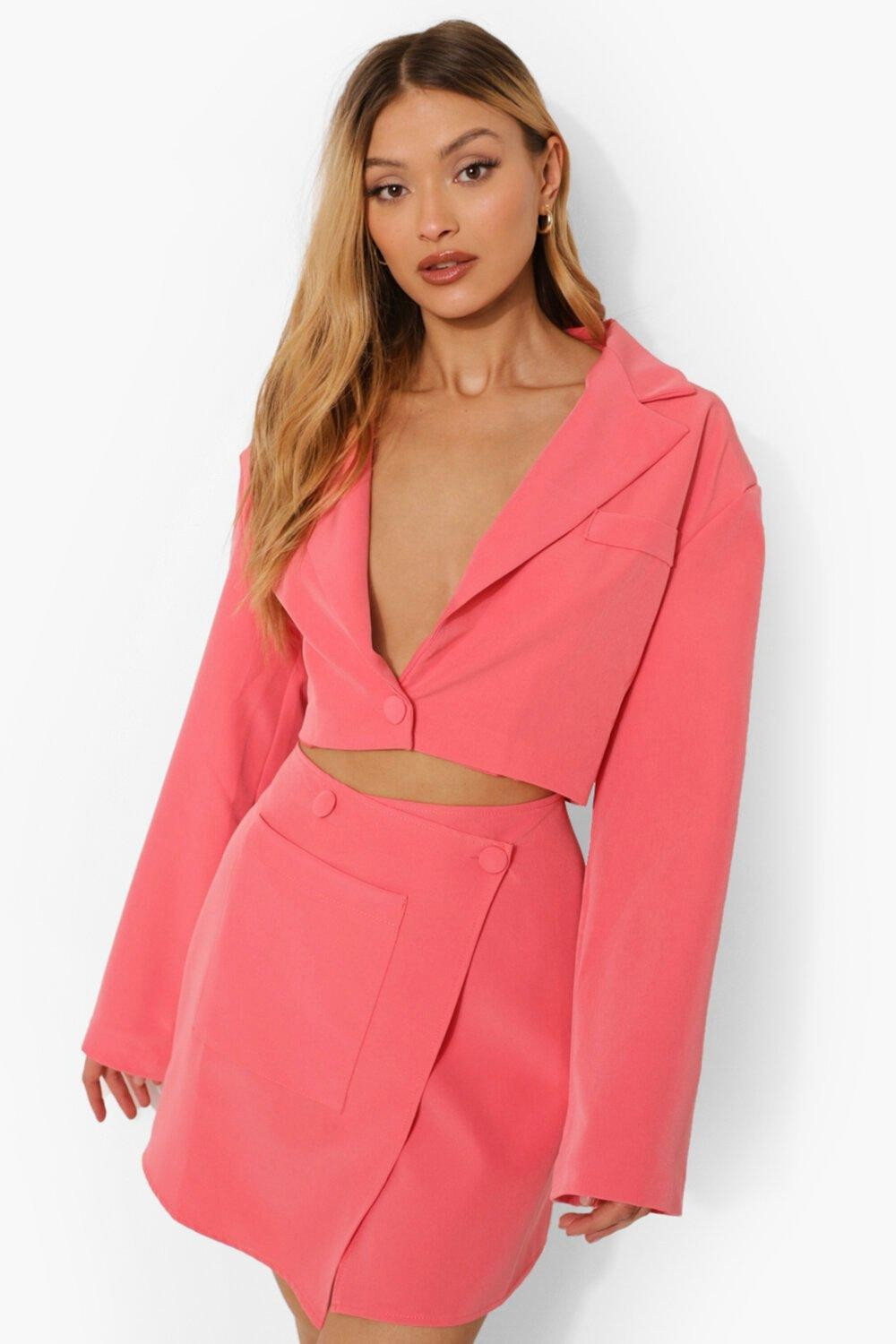 Flared Sleeve Blazer & Mini Skirt Suit Set | boohoo Ireland | Boohoo.com (UK & IE)