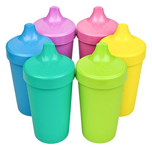 Re-Play Made in the USA, Set of 6 No Spill Sippy Cups - Aqua, Sky Blue, Purple, Bright Pink, Yell... | Amazon (US)