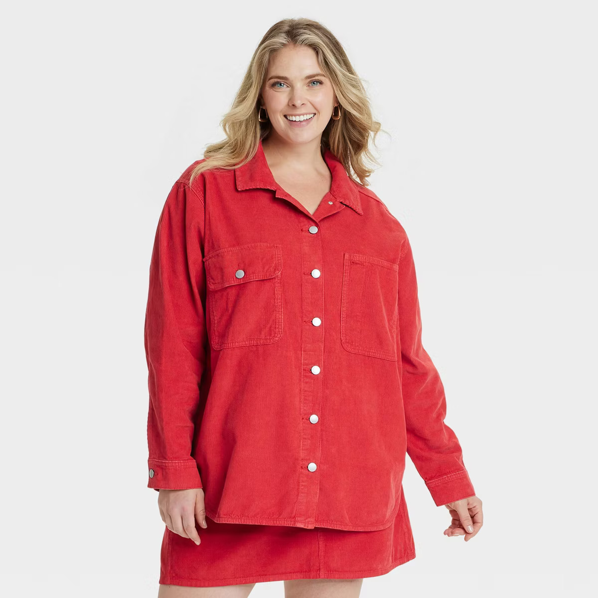 Women's Long Sleeve Corduroy Shacket - Universal Thread™ Red | Target