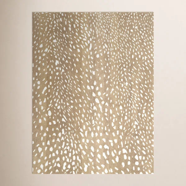 Jona Animal Print Handmade Tufted Wool Light Brown/Tan/Cream Area Rug | Birch Lane