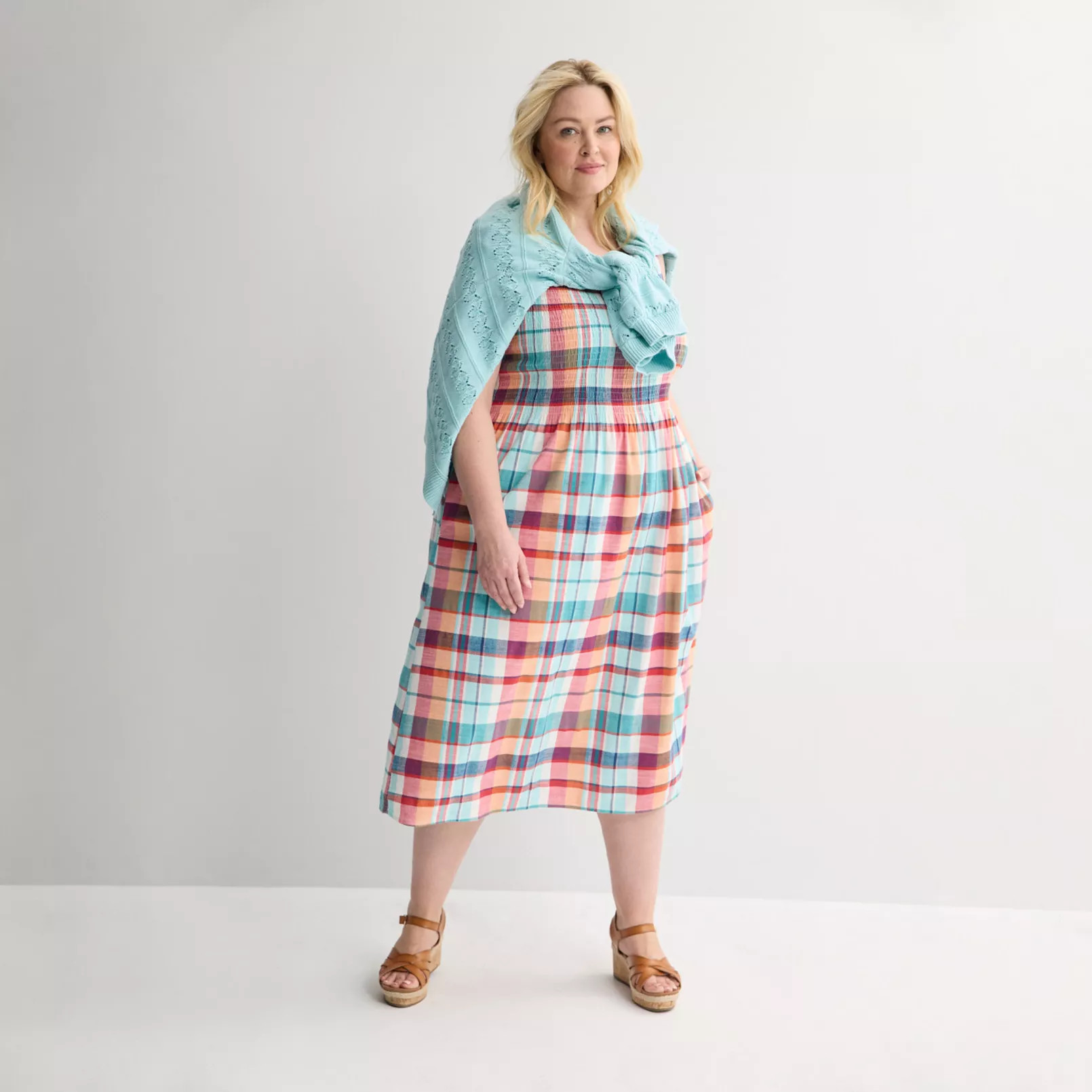 Plus Size Croft & Barrow® Smocked Midi Dress | Kohl's