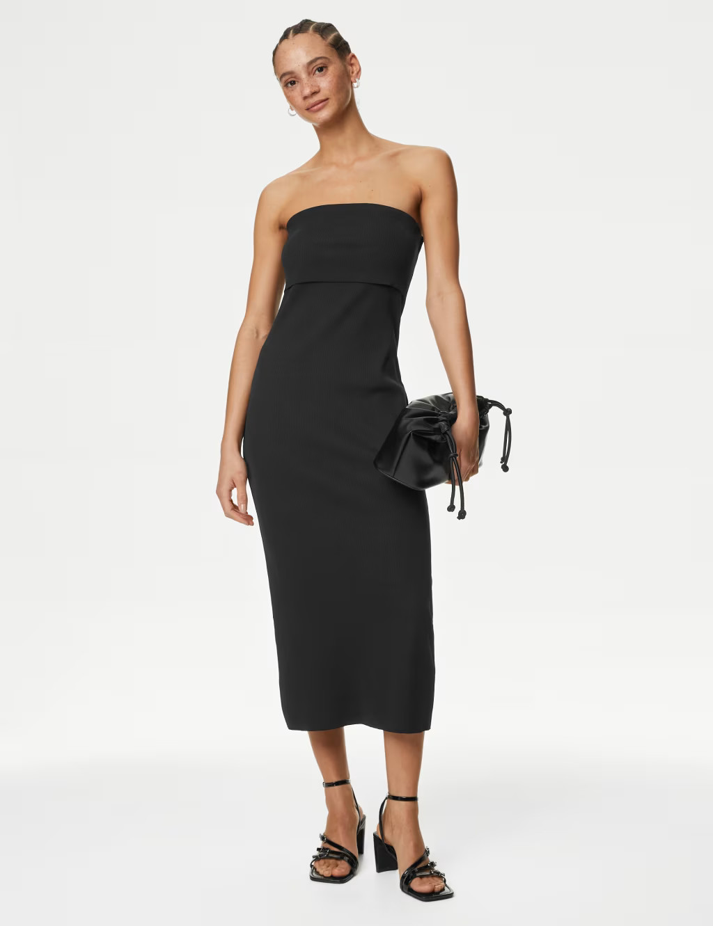 Cotton Rich Ribbed Bandeau Midi Dress | Marks & Spencer (UK)