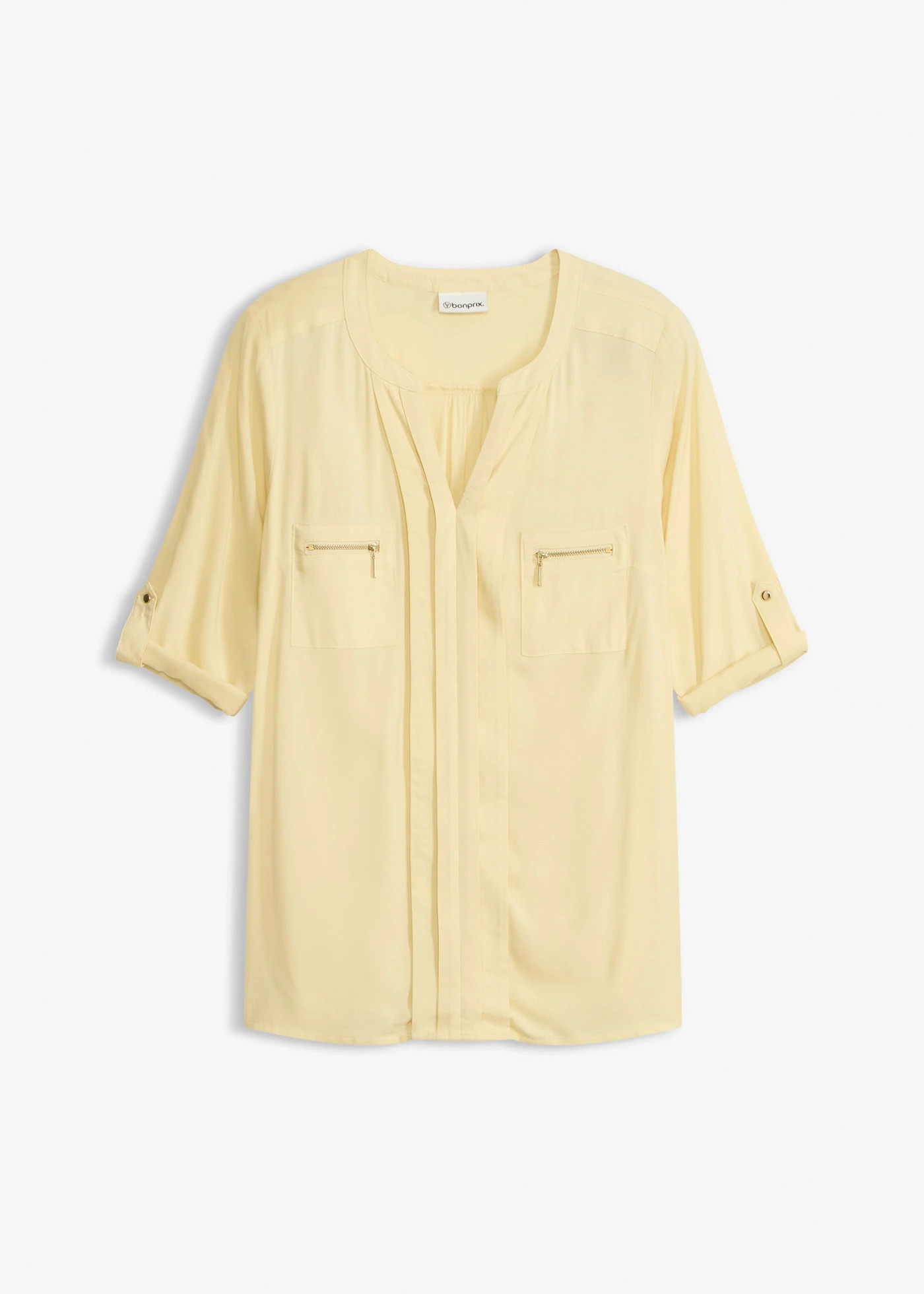 Tuniekblouse van soepele viscose pastelgeel | Bonprix NL (Influencer)
