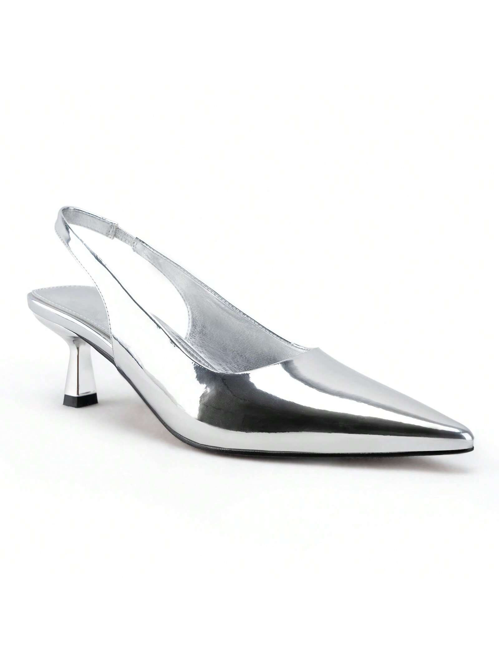 TrendsA Pair Metallic Pumps Shoes Women,Slingback Heels For Women,Sling Back Kitten Heels,Dress S... | SHEIN