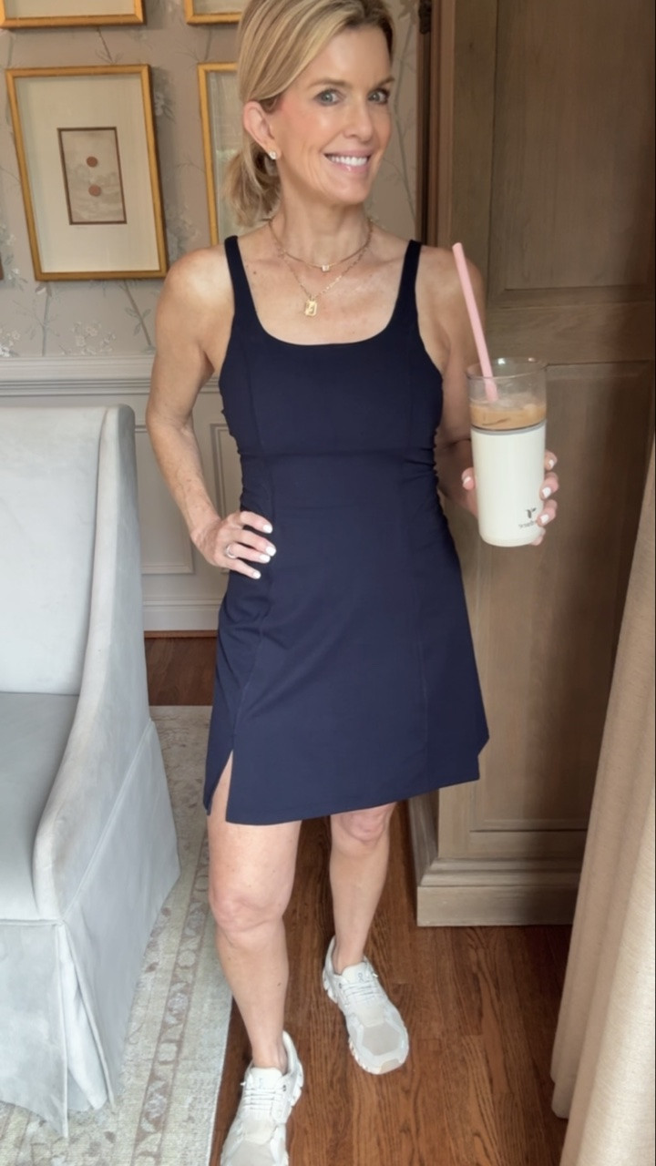 I’ve been loving this Quince dress. The navy sold out quickly, but the black is still in stock for now!

#LTKootd #LTKOver40 #LTKActive
