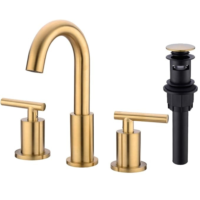 TRUSTMI 2 Handle 8 Inch Brass Bathroom Sink Faucet 3 Hole Widespread with Valve and cUPC Water Su... | Amazon (US)