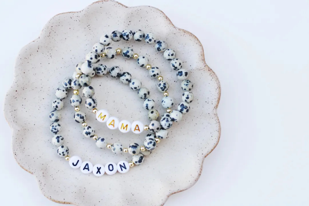 Dalmatian Jasper Bead Bracelets | Custom Word Bracelet | Custom Letter Bead Bracelet | Leopard Br... | Etsy (US)
