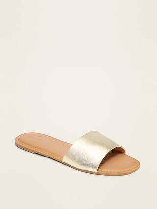 Faux-Leather Slide Sandals for Women | Old Navy (US)