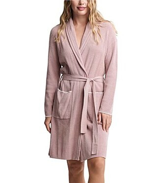 Barefoot Dreams CozyChic Ultra Lite� Contrast Scallop Ribbed Robe - S/M | Dillard's