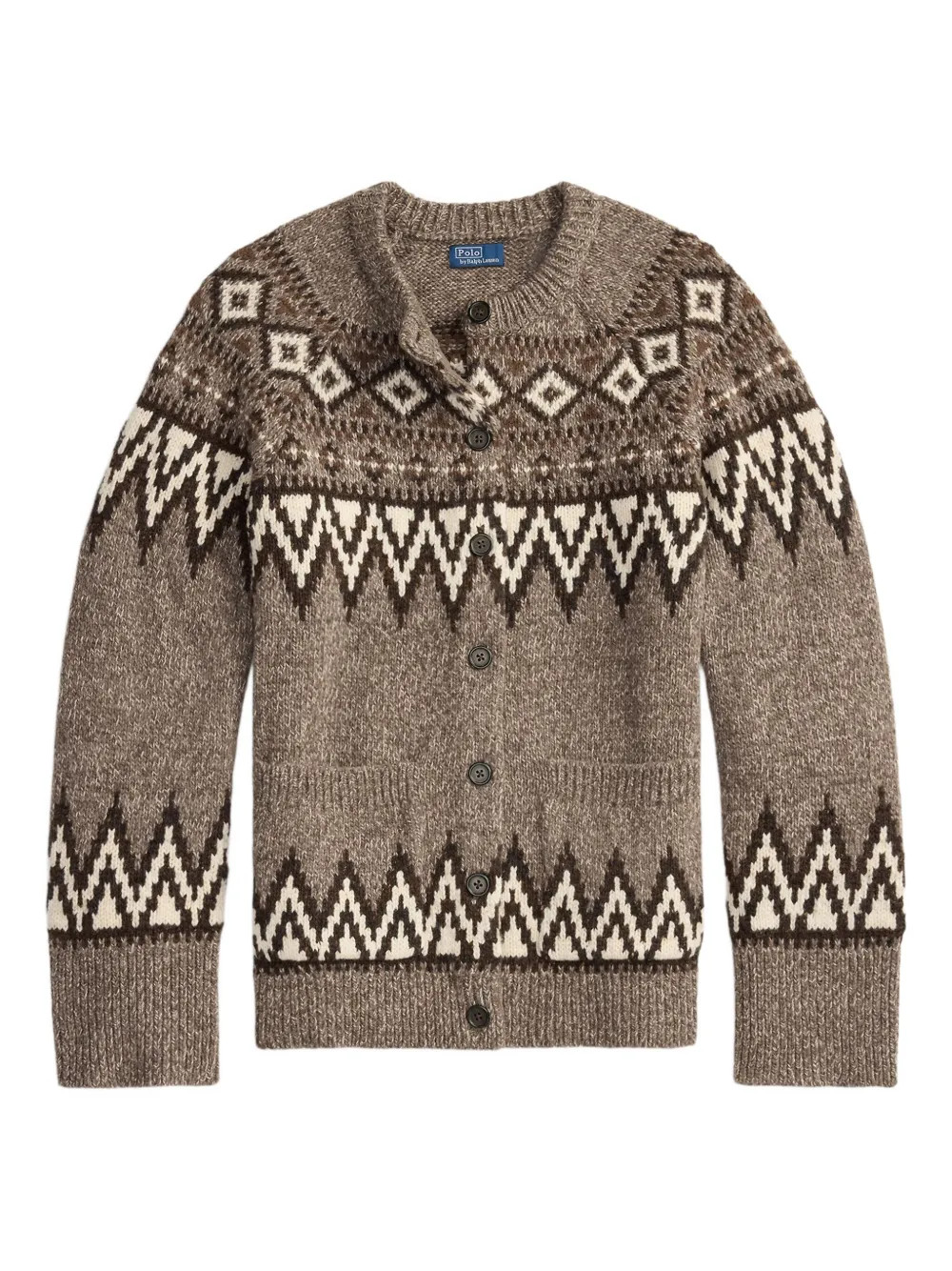 Polo Ralph Lauren fairisle-pattern crew-neck Cardigan | Brown | FARFETCH UK | Farfetch Global