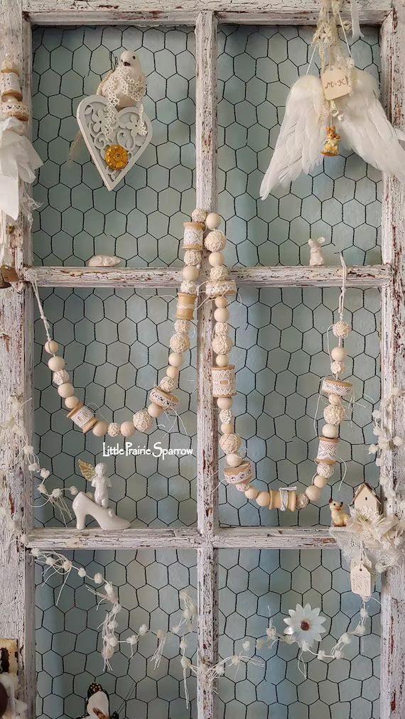 Natural Wooden Bead Garland, Shabby Chic, Wedding Prop, Nursery Accent, Farmhouse Style, Cottage ... | Etsy (US)