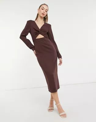 & Other Stories cut out knitted midi dress in brown | ASOS (Global)