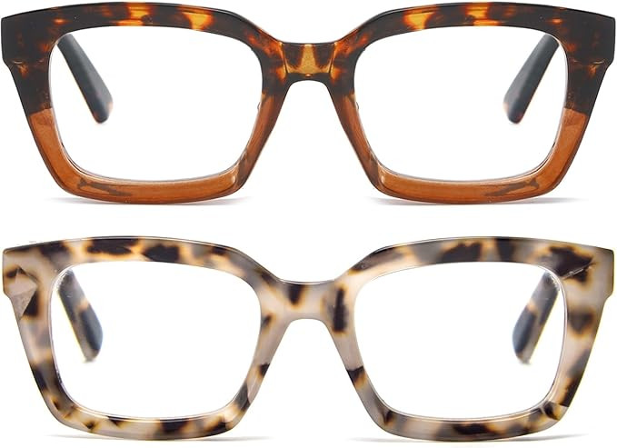 REAVEE 2 Pack Oprah Style Oversized Reading Glasses for Women Men Blue Light Blocking, Ladies Sty... | Amazon (US)