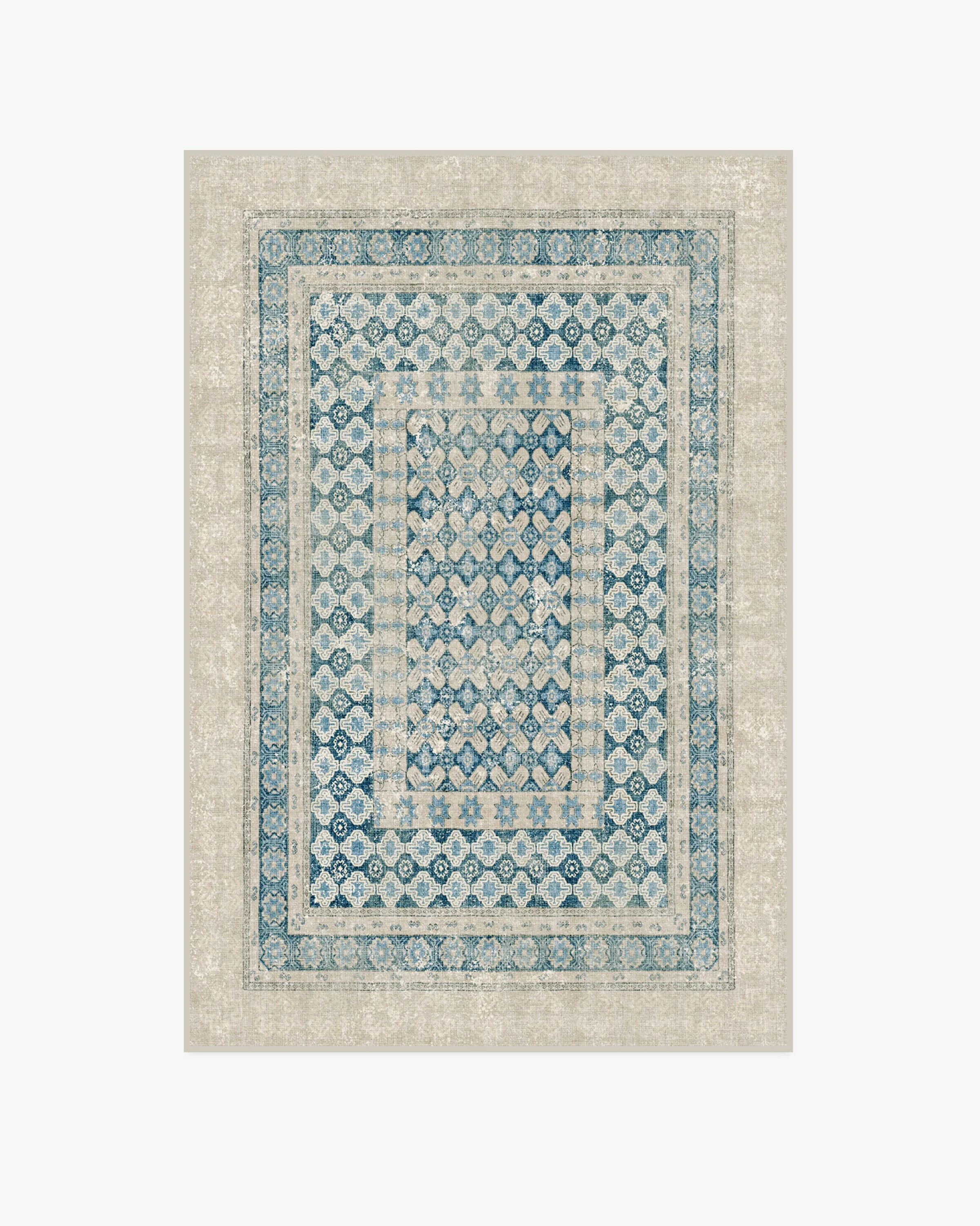 Cyrus Neutral & Blue Rug | Ruggable US | Ruggable