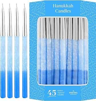 Metallic Hanukkah Candles Frosted Premium Tapered Hand Decorated Chanuka Candles (Metallic Silver... | Amazon (US)