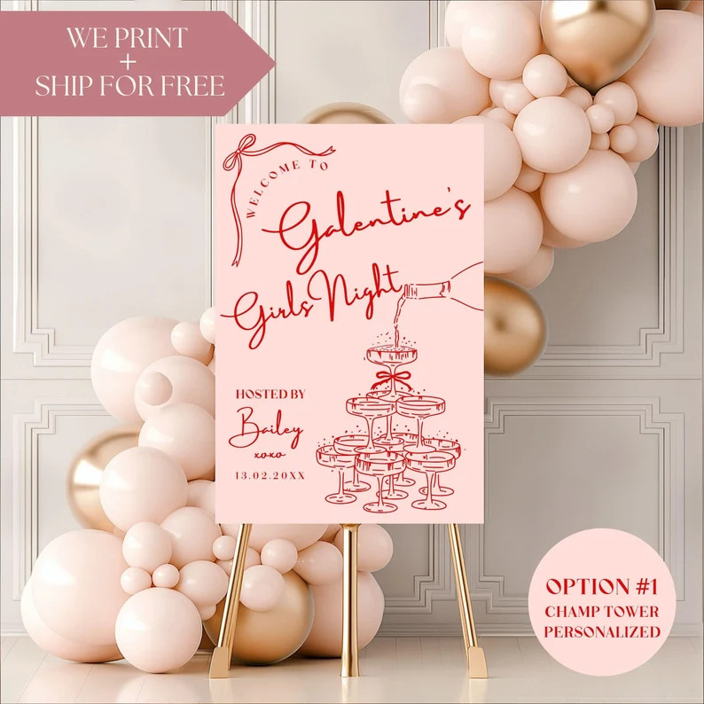 Galentines Day Welcome Sign Valentines Party Poster Friends Valentine Party Signage Galentine Par... | Etsy (US)