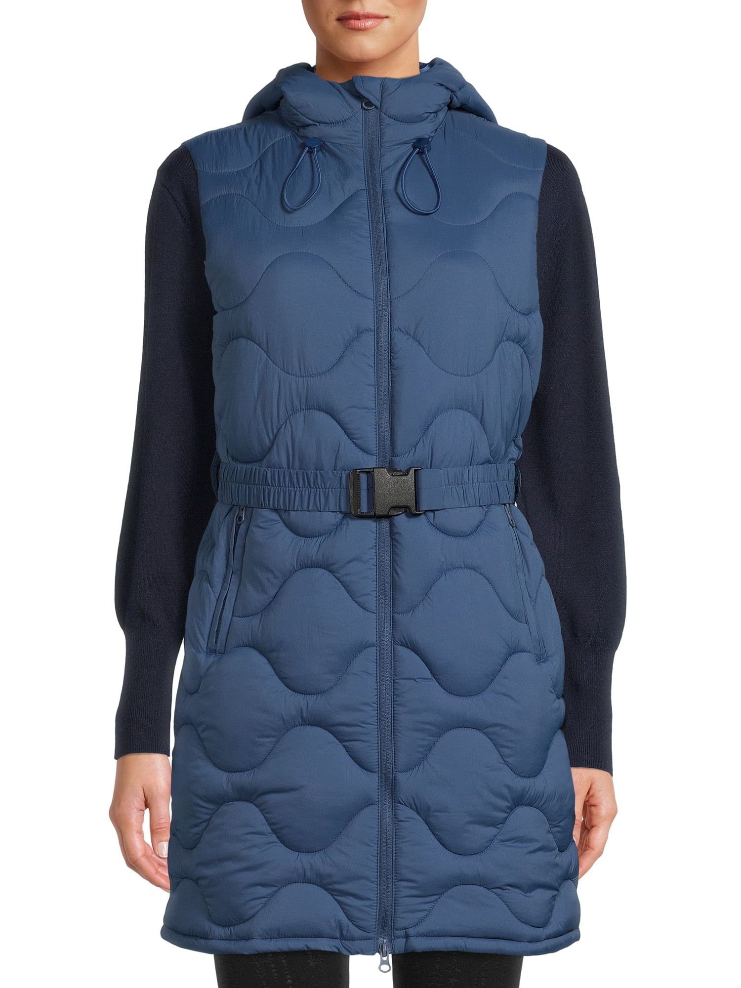 Swiss Tech Women's and Plus Long Onion Quilted Vest with Hood - Walmart.com | Walmart (US)