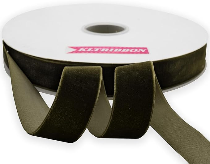 Nylon Velvet Ribbon Single Faced,1 Inch X 25Yards Spool (Moss Green) | Amazon (US)