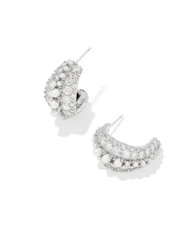 Krista Silver Hoop Earrings in White Mix | Kendra Scott