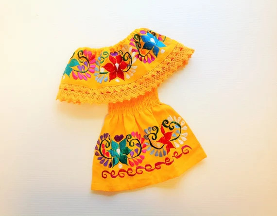 Yellow Mexican Baby Toddler Dress Embroidered Handmade | Etsy | Etsy (US)