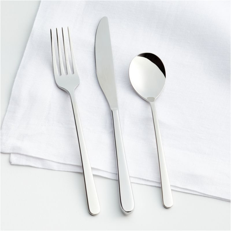 Craft Mirror 3-Piece Stainless Steel Silverware Place Setting | Crate & Barrel | Crate & Barrel